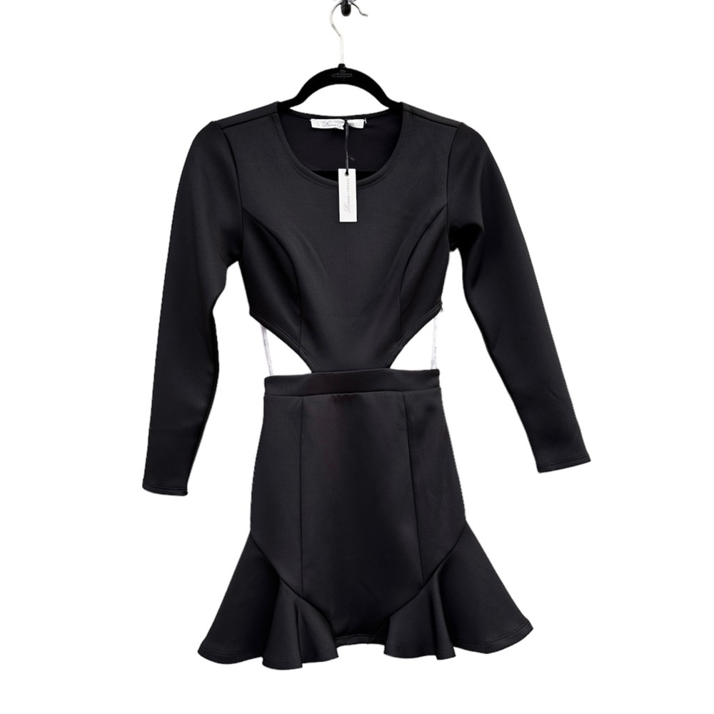 Lovers + Friends x Revolve Eternal Long Sleeve Dress Black Cut Out NWT